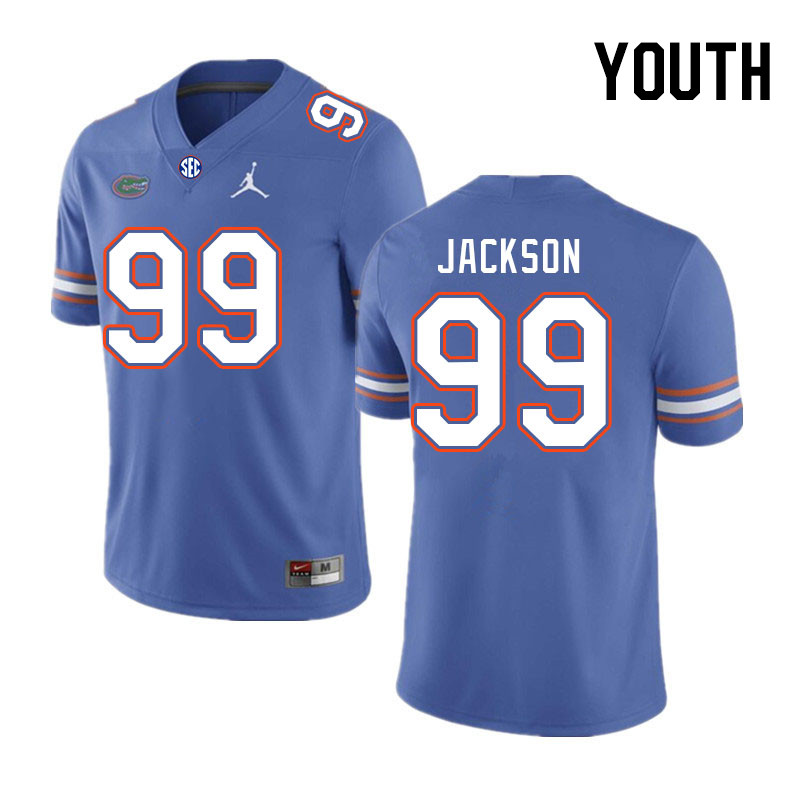 Youth #99 Cam Jackson Florida Gators College Football Jerseys Stitched-Royal